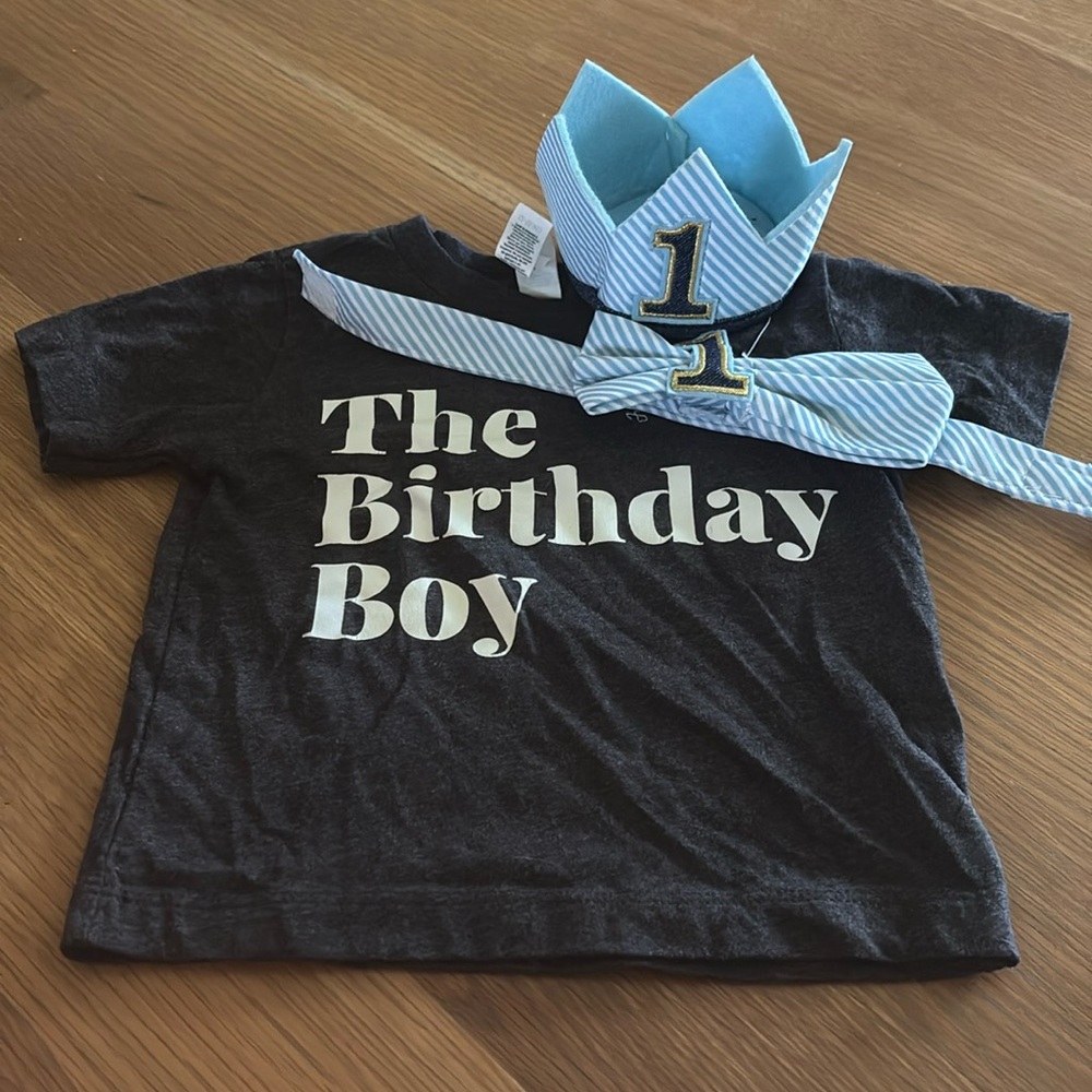 1st birthday T-shirt hat and tie